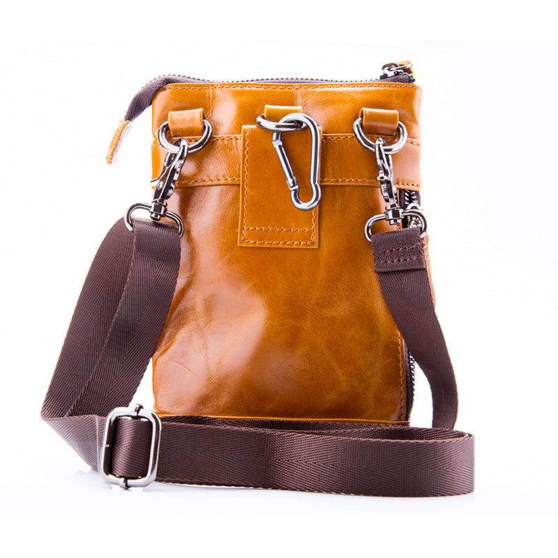 Men's Genuine Leather Mobile First Layer Cowhide Men's Waist Packs