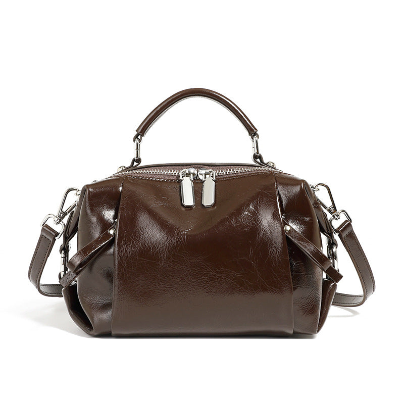 Women's Boston Genuine Leather Pillow Top Layer Shoulder Bags