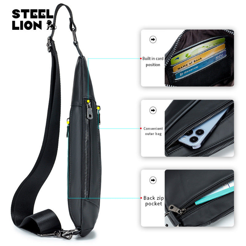 Men's Cool Genuine Leather Fashion Creative Men's Chest Bags