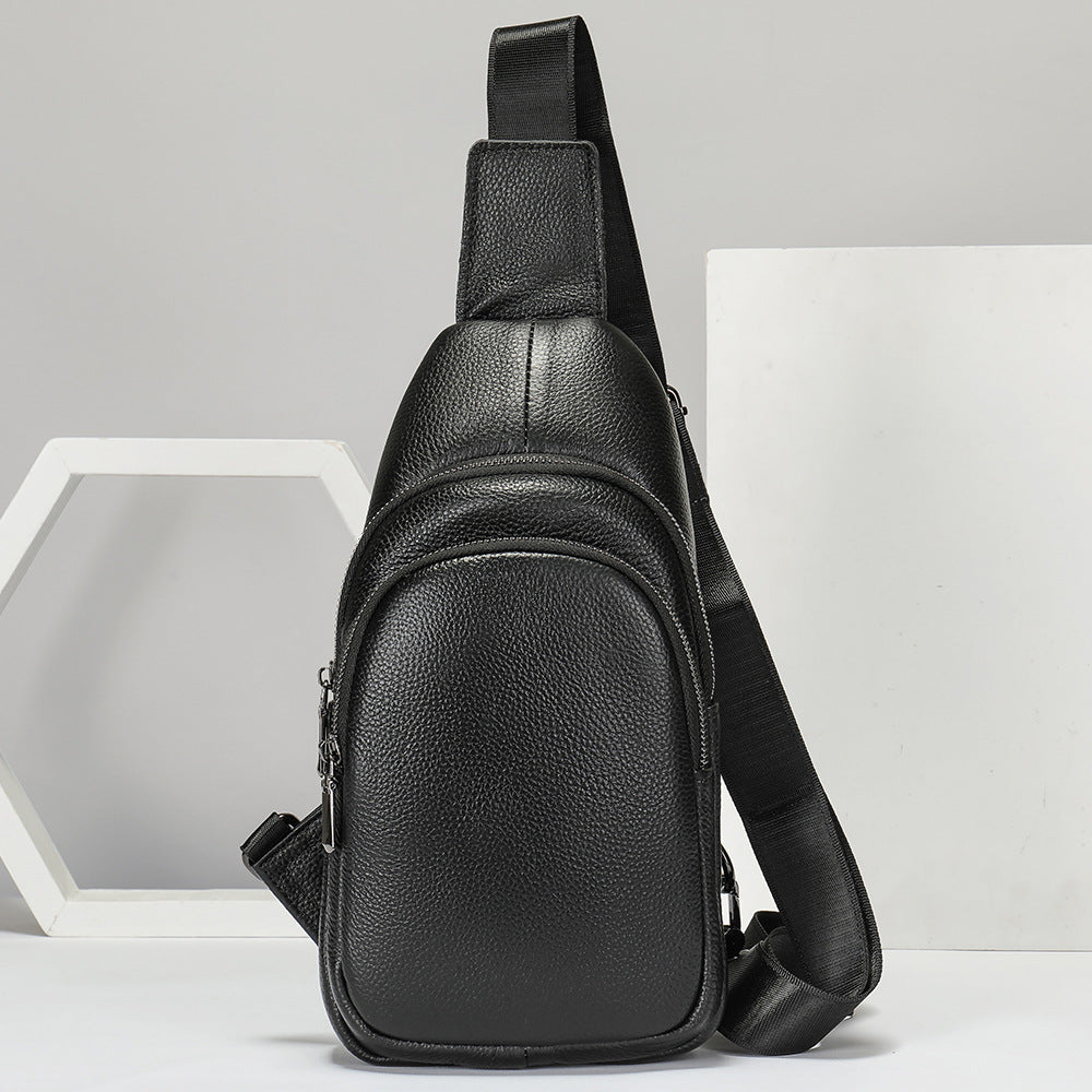 Men's First Layer Cowhide Fashionable Portable Breathable Men's Chest Bags