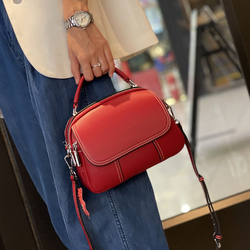 Women's Leather Fashionable Large Capacity First Layer Shoulder Bags