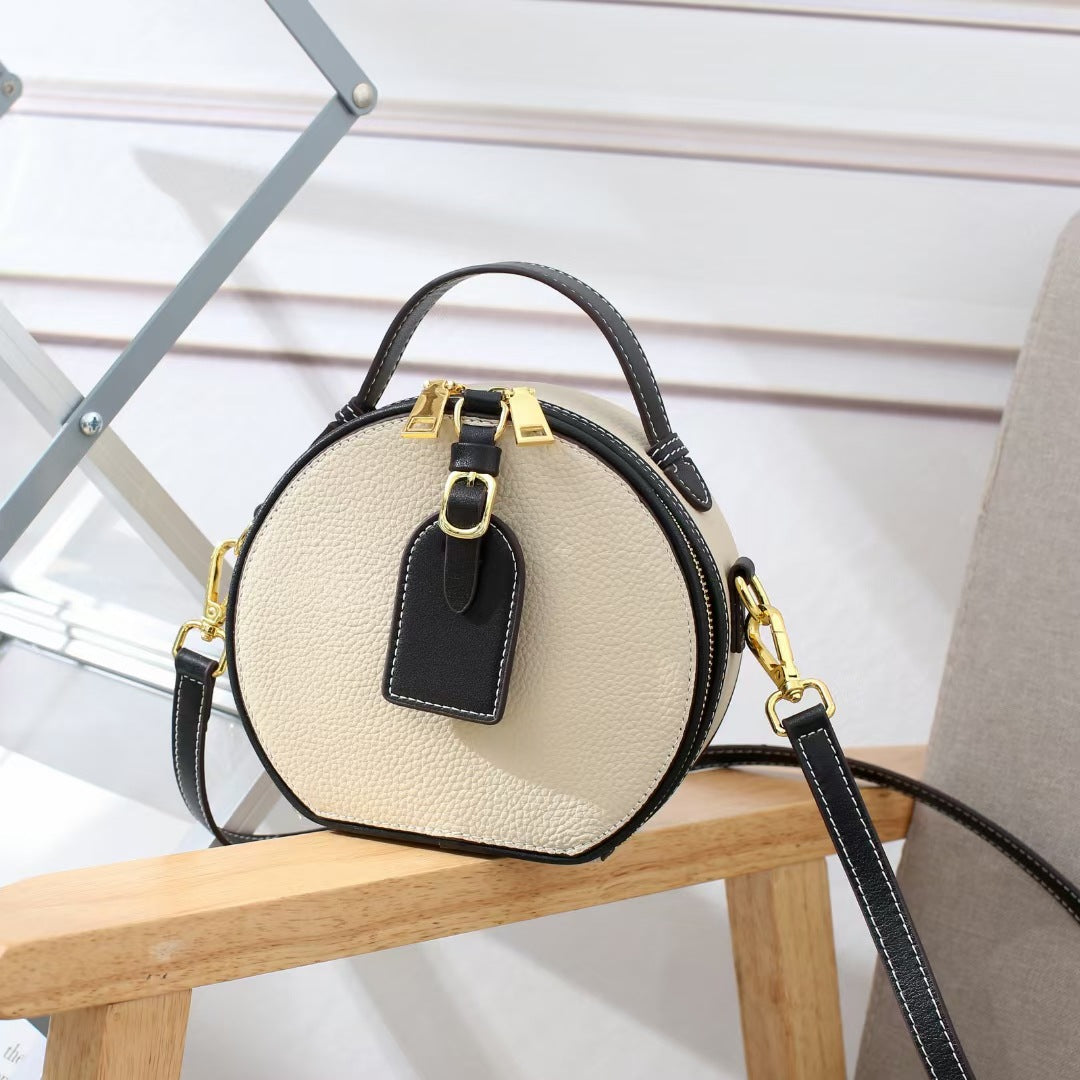 Women's Genuine Leather Mini Round First Layer Shoulder Bags