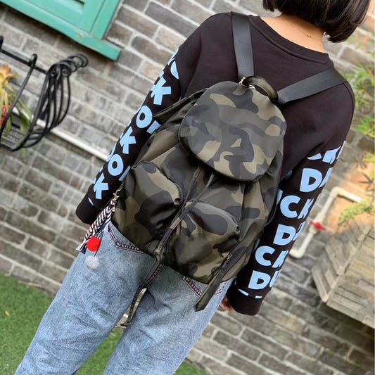 Women's Flip Drawstring Large Capacity Korean Style Backpacks