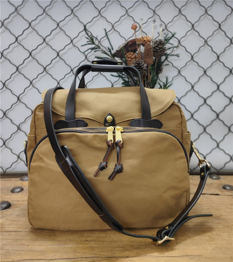Leather Strap Portable Canvas Business Trip Men's Handbags