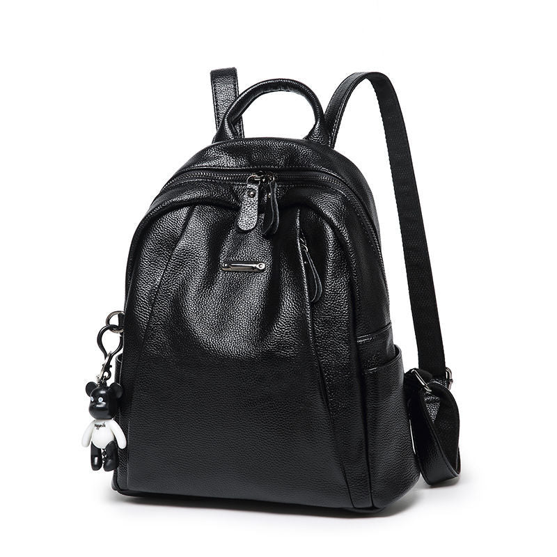 Women's Korean Fashionable Large Capacity Soft Leather Backpacks