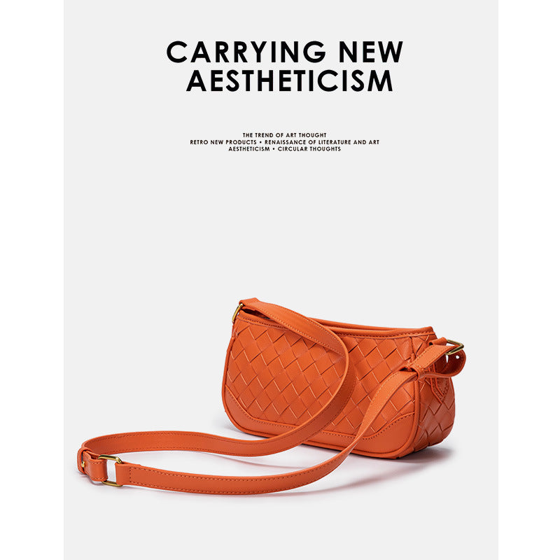 Women's Fashionable Woven Underarm Baguette Hand Bags