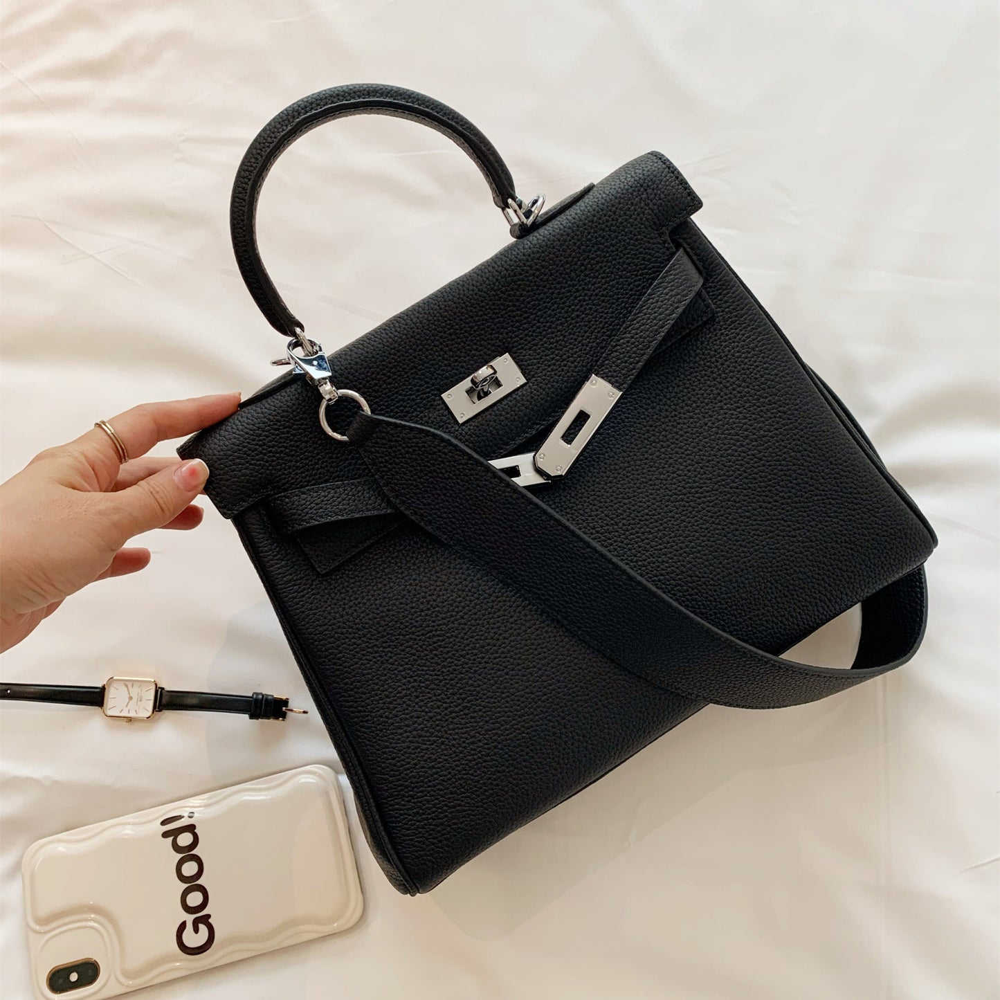 Women's Top Layer Cow Leather Wide Strap Handbags