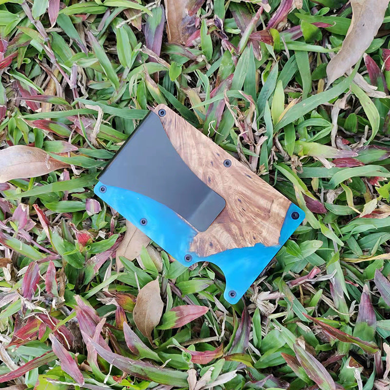 Wood Resin Combination Clamp Swiping Aluminum Alloy Card Holder