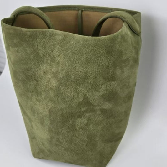 Women's Suede Light Winter Style Avocado Green Bucket Bags