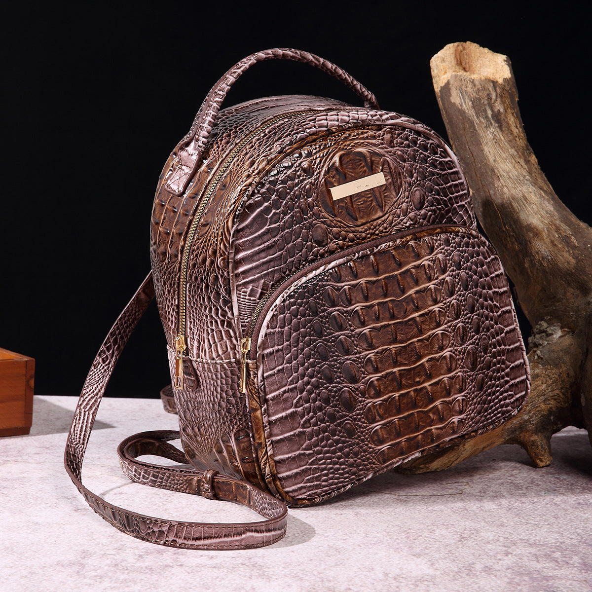 Women's Graceful Retro Crocodile Pattern Brahmin Backpacks