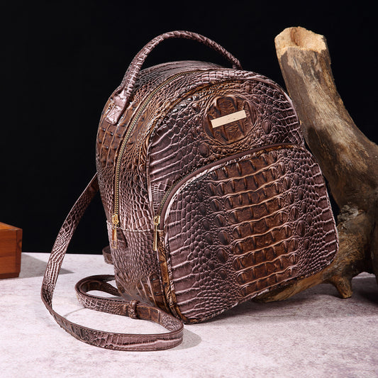 Women's Graceful Retro Crocodile Pattern Brahmin Backpacks