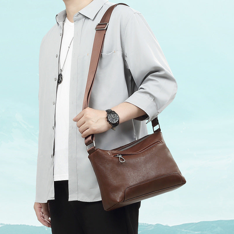 Men's Fashion Horizontal Top Layer Cowhide Leather Men's Messenger Bags