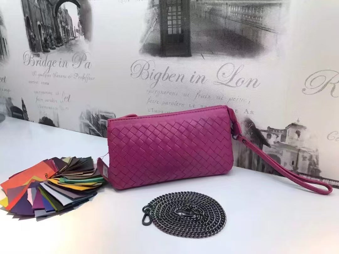 Women's Genuine Leather Trendy Handmade Woven Clutch Handbags