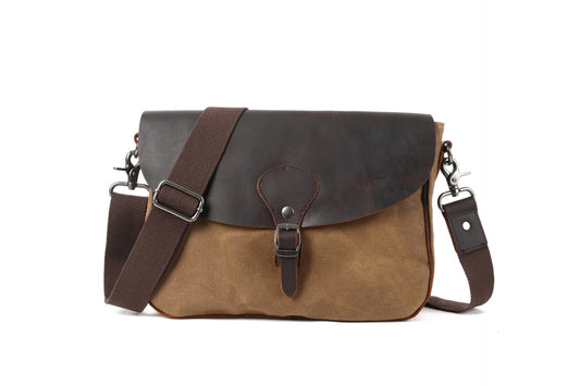 Men's Trendy Oil Wax Canvas With Leather Men's Messenger Bags