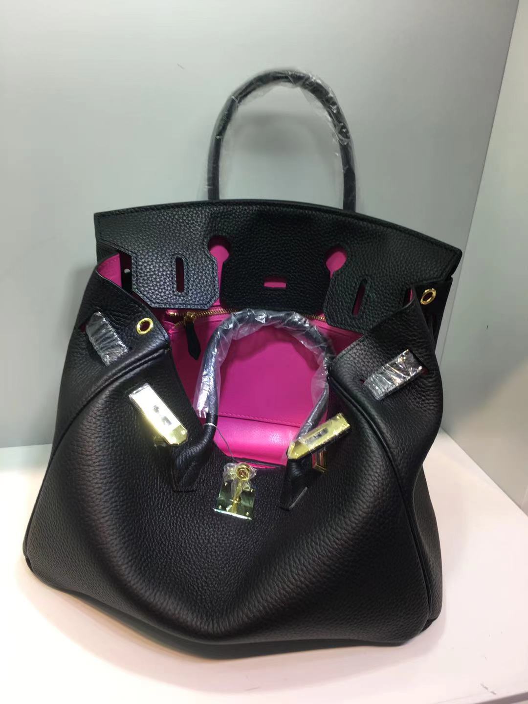 Women's Color Matching Spoof Fashion First Layer Cowhide Handbags