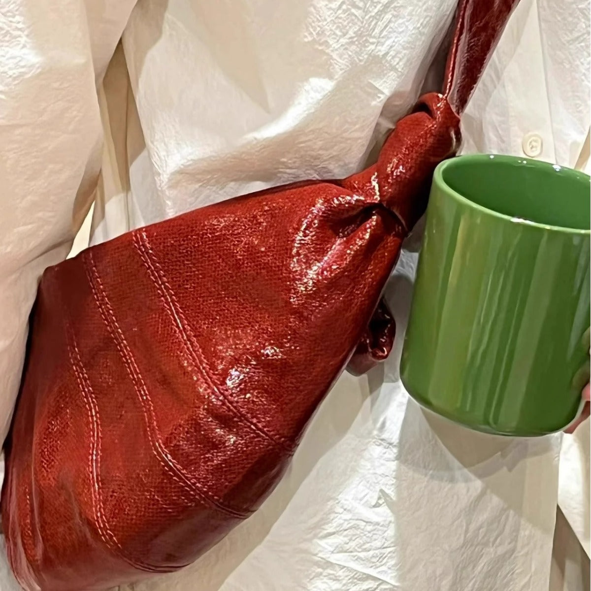 Linen Coated Croissant Niche Ode Advanced Texture Crossbody Bags