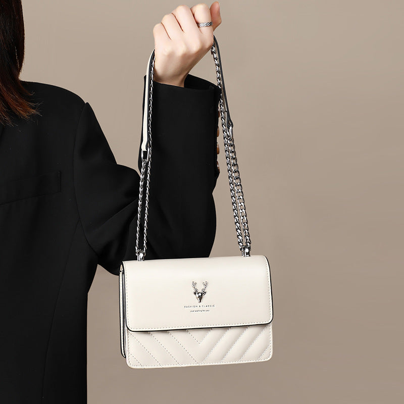 Women's Fashion Trendy Genuine Leather Chain Summer Crossbody Bags