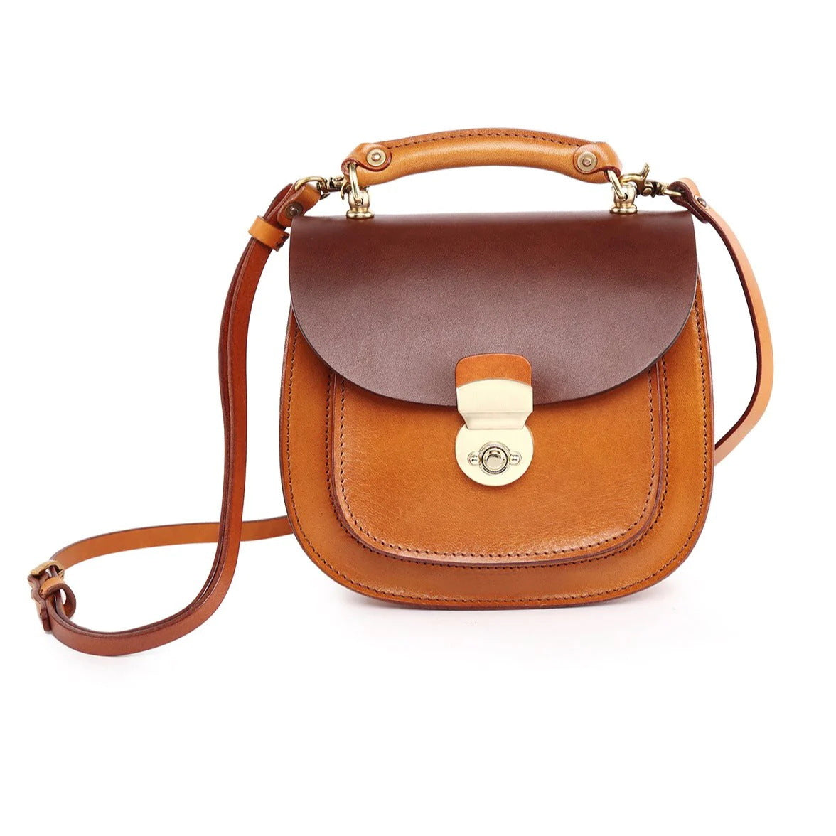 Women's High Sense Design Genuine Leather Solid Color Shoulder Bags