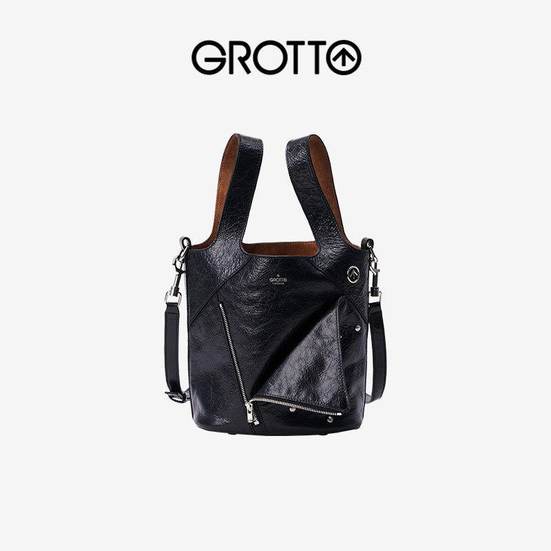 Leather Lapel Vegetable Basket Retro Large Handbags