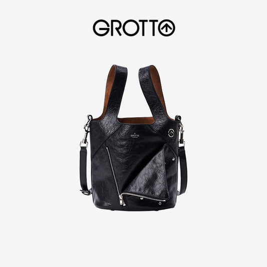 Leather Lapel Vegetable Basket Retro Large Handbags