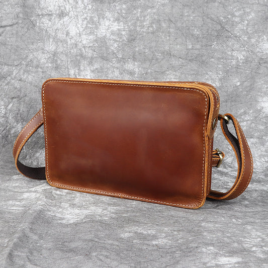 Men's Leather Horizontal First Layer Cowhide Crazy Men's Shoulder Bags