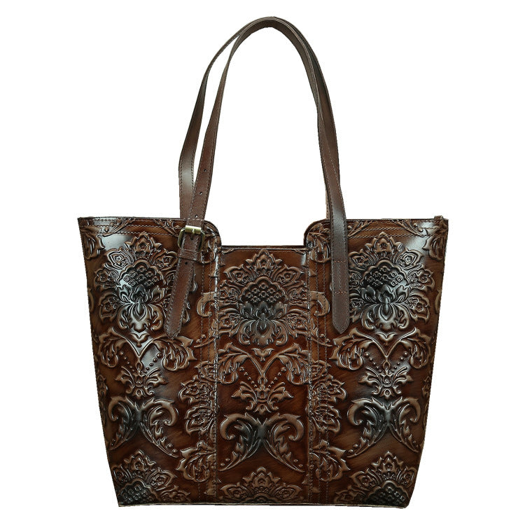 Women's Leather Hand-rub Color Large Portable Retro Handbags