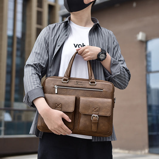 Men's Horizontal Business Fashion Large Capacity Birthday Men's Handbags