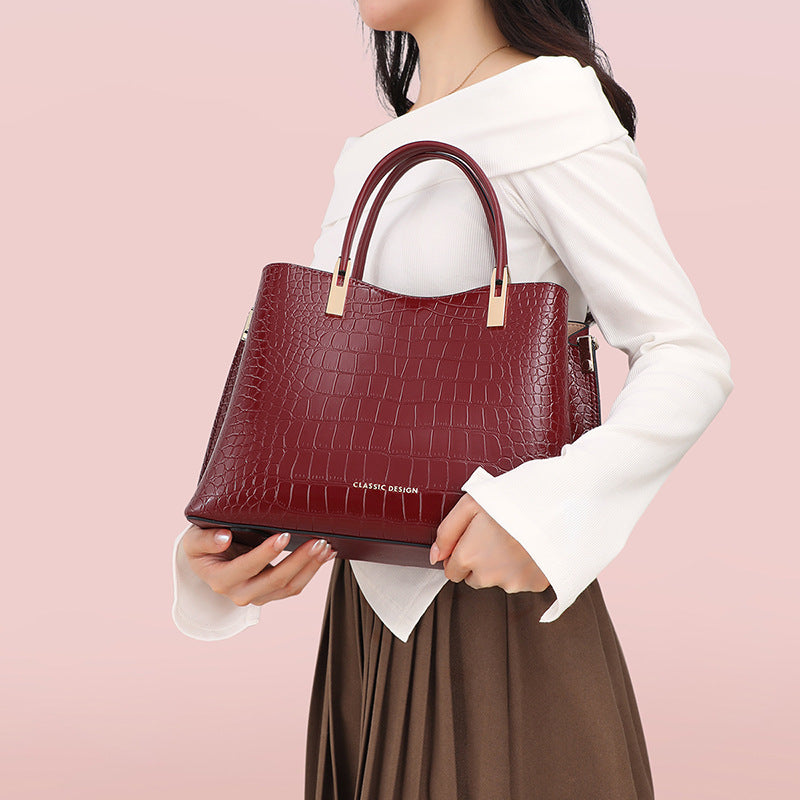 Women's Red Genuine Leather Mother-in-law Light Luxury Wedding Handbags