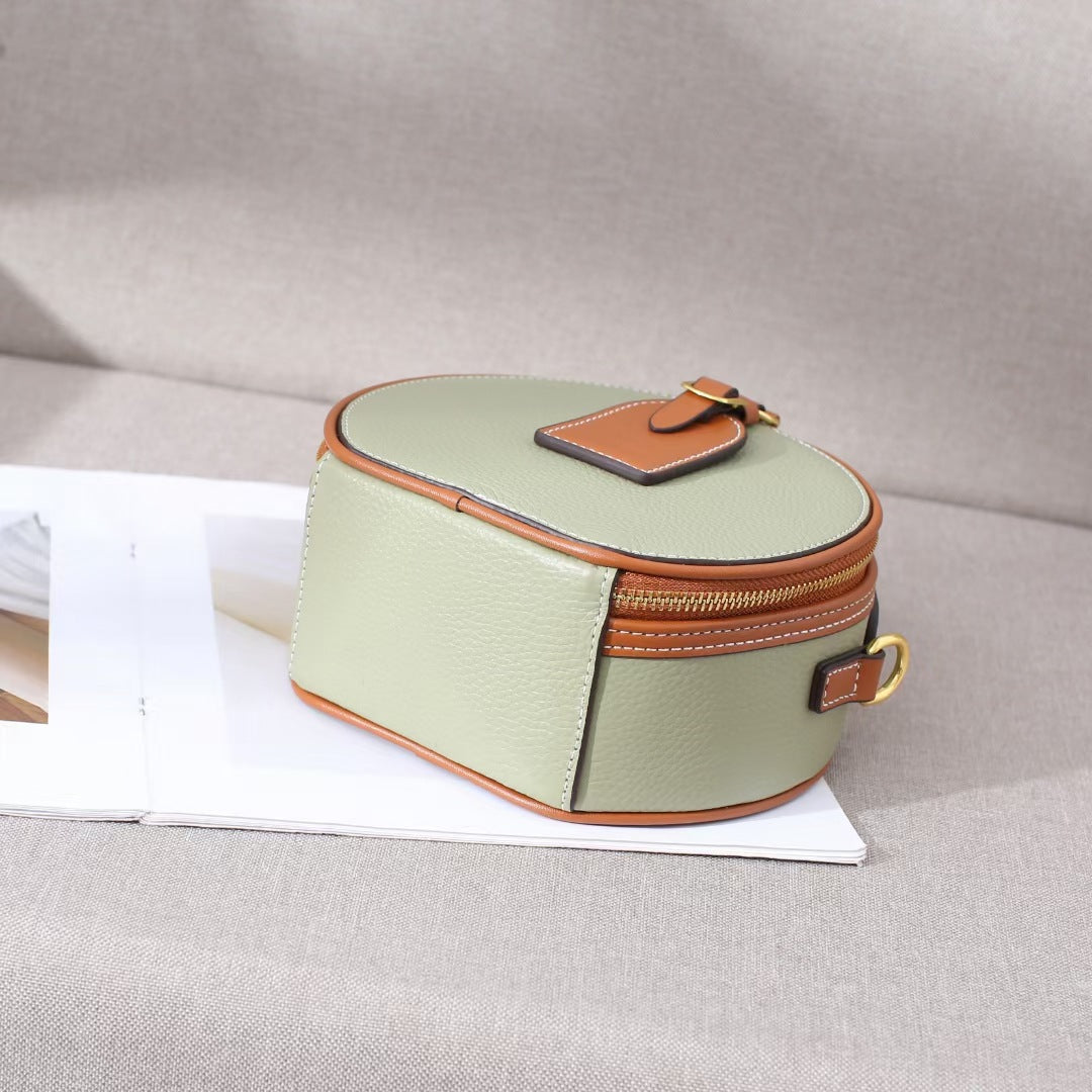 Women's Genuine Leather Mini Round First Layer Shoulder Bags