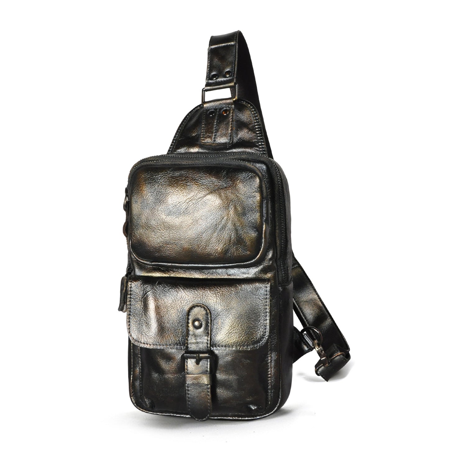 Men's Layer Crazy Horse Skin Cowhide Leather Retro Men's Chest Bags