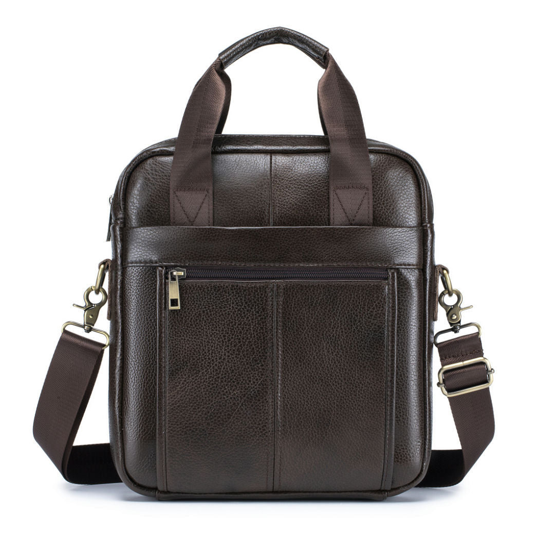 Men's Business Trip One Leather Vertical Large Men's Messenger Bags