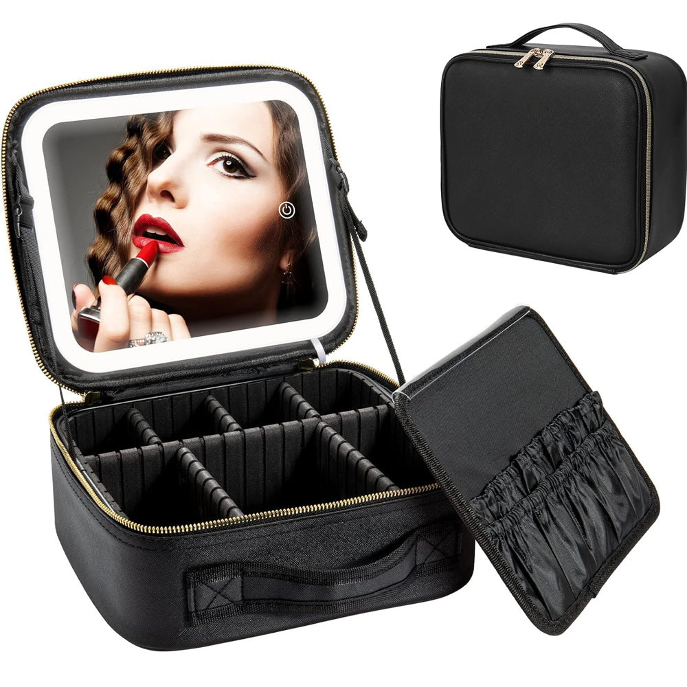 Good-looking Large Capacity With Light Mirror Cosmetic Bags