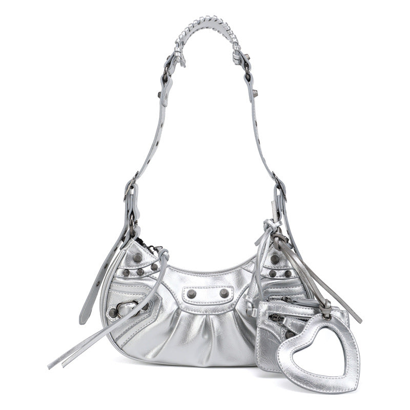 Motorcycle Three-in-one Crocodile Rivet Underarm Selenodont Shoulder Bags