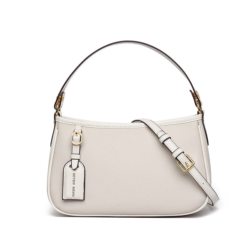 Women's Trendy Genuine Leather Simple Baguette Hand Crossbody Bags