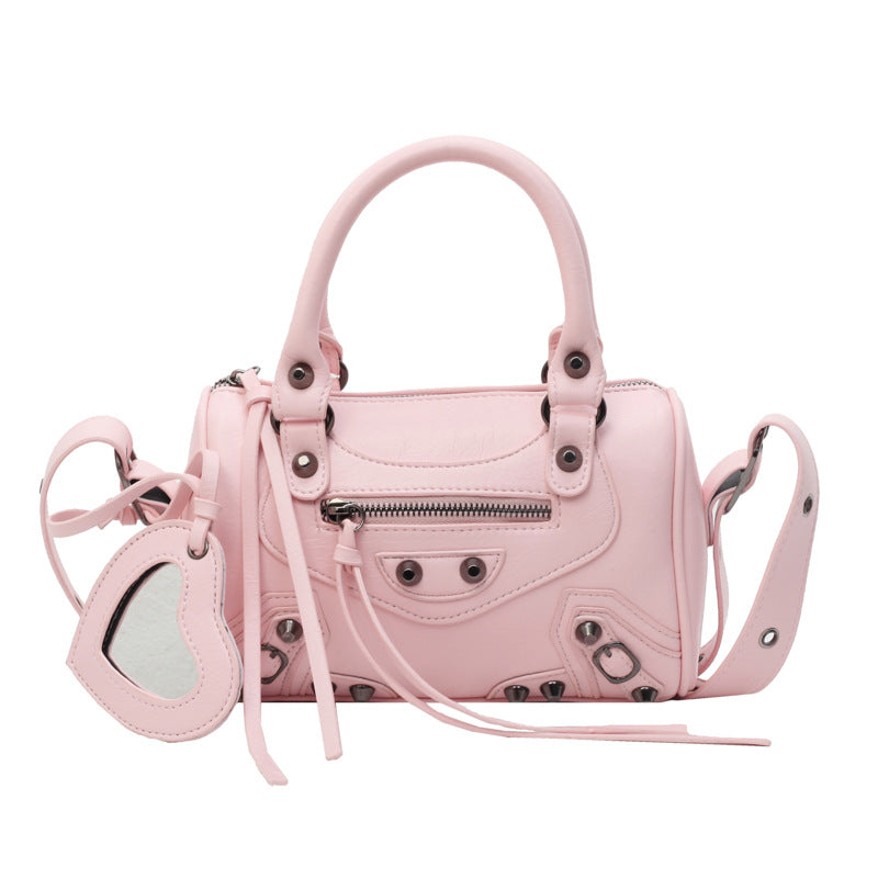 Women's High-grade Rivet Hot Style Textured Boston Bags