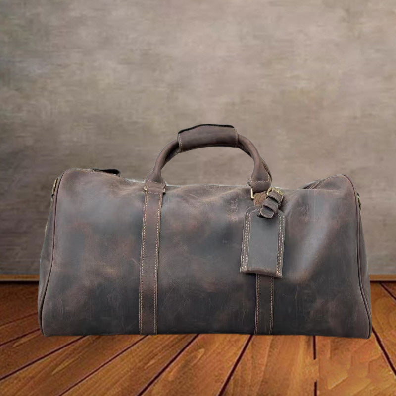 Women's & Men's & Genuine Leather Portable Fitness Travel Bags