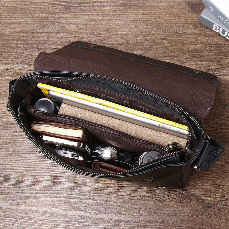 Men's Leather Top Layer Cowhide Business Horizontal Men's Messenger Bags
