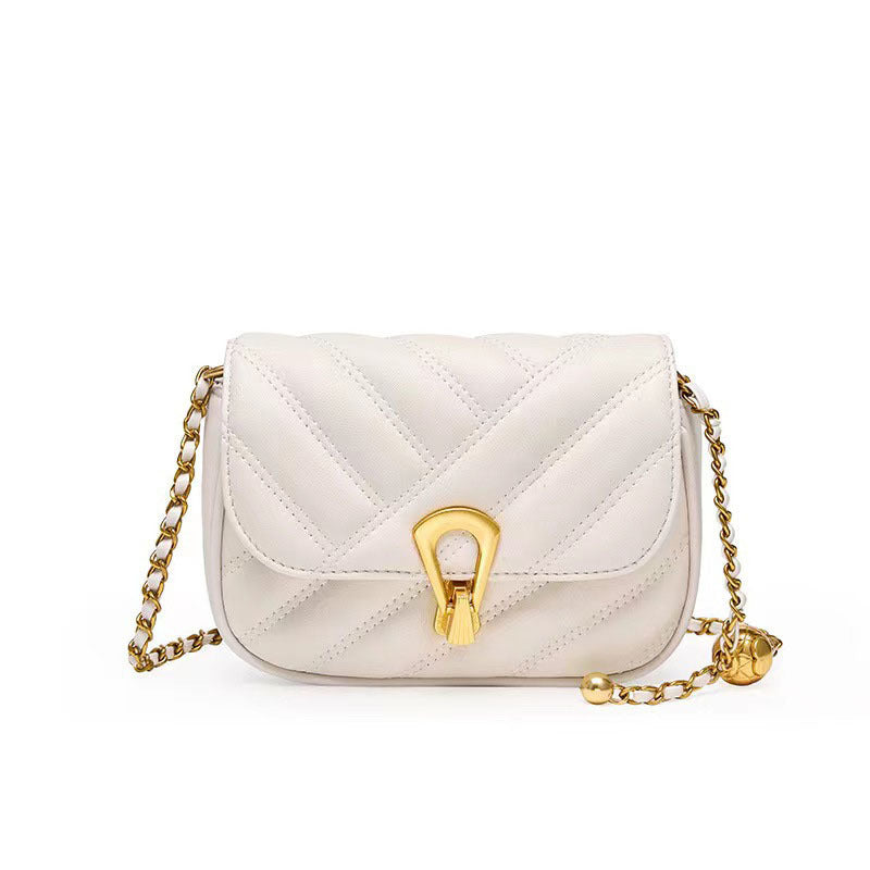 Women's Genuine Leather Golden Balls Chain One Shoulder Bags