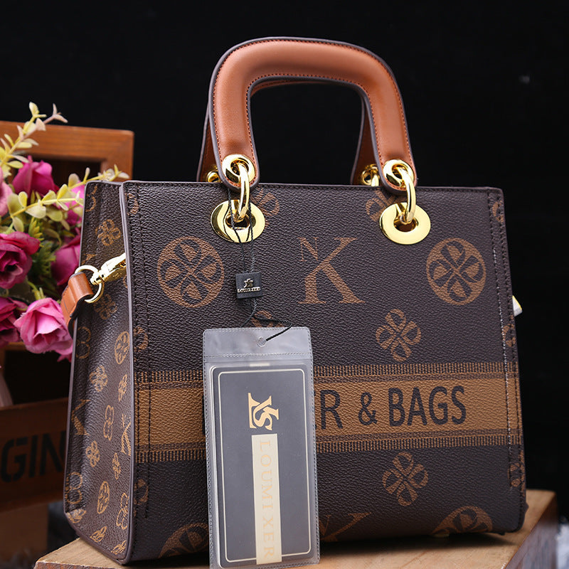 Fashionable High-grade Printed Letters Contrast Color Crossbody Bags