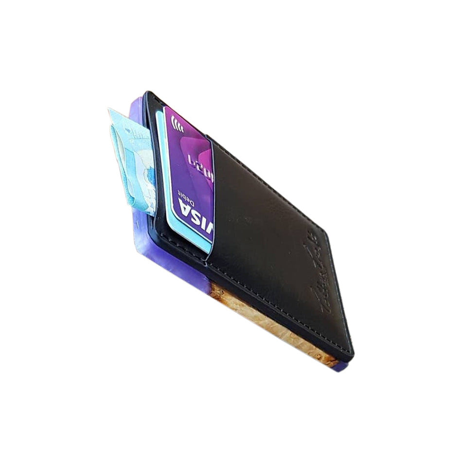 Wood Resin Combination Clamp Swiping Aluminum Alloy Card Holder
