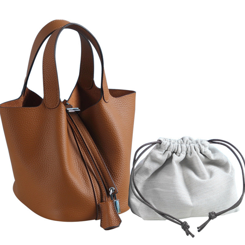 Women's Lychee Pattern First Layer Cowhide Vegetable Handbags
