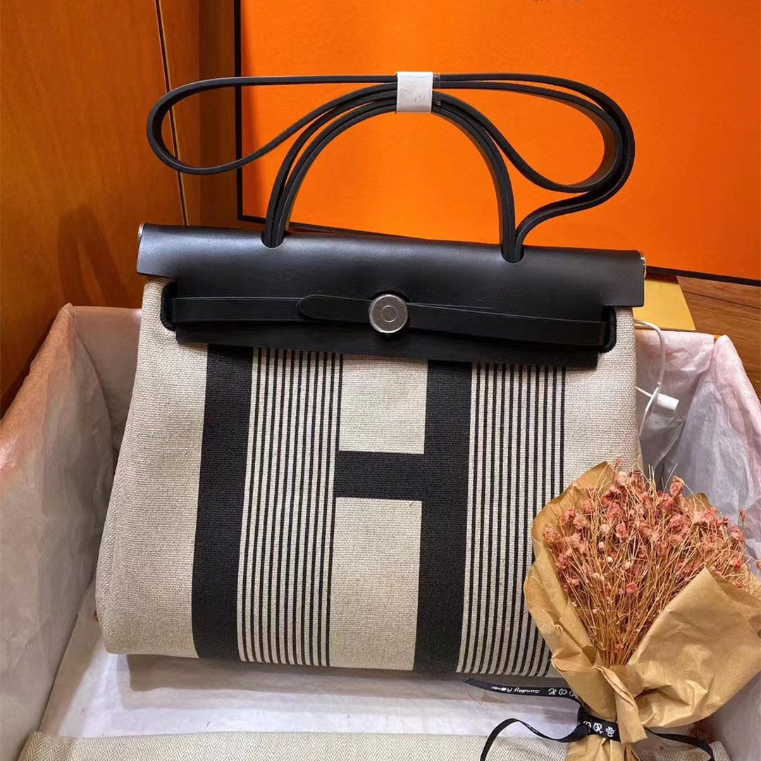 Handmade Wax Line Genuine Leather Inner Seam Tote Bags