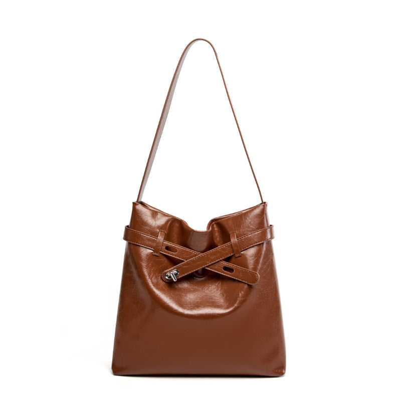 Women's Leather Oil Wax Large Capacity Commuter Crossbody Bags