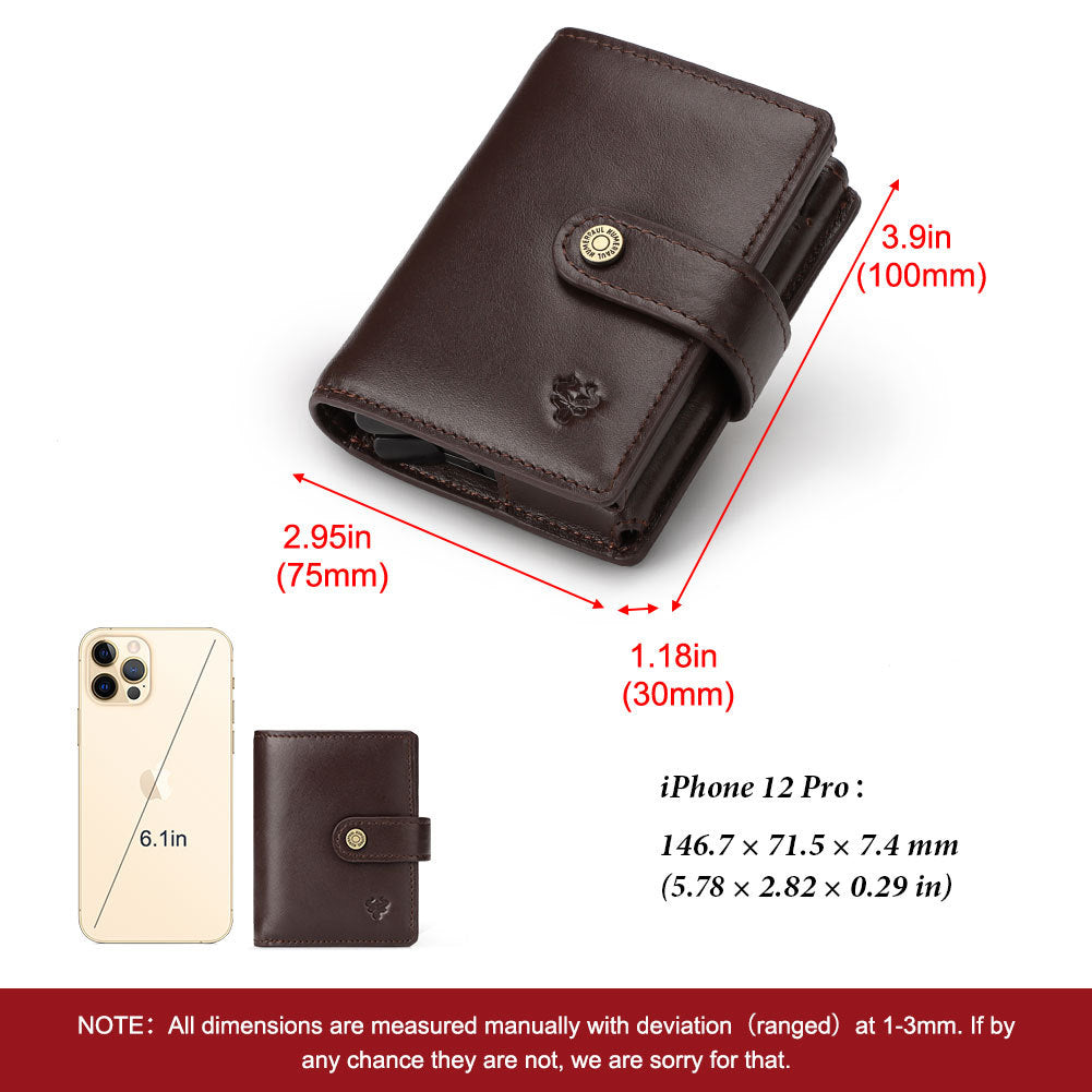 Men's Leather Short Vintage Zipper Automatic Card Holder