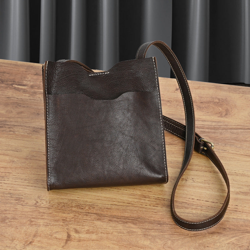 Women's Genuine Leather Handmade Mori Style Vegetable Tanned Crossbody Bags