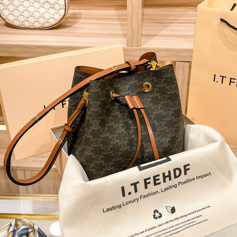 Leather Simple Female Beautiful Versatile Large Bucket Bags