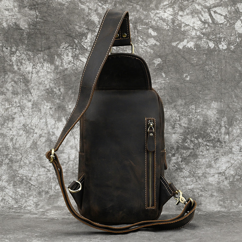 Men's Crazy Horse Leather Message Cowhide Commuter Men's Chest Bags
