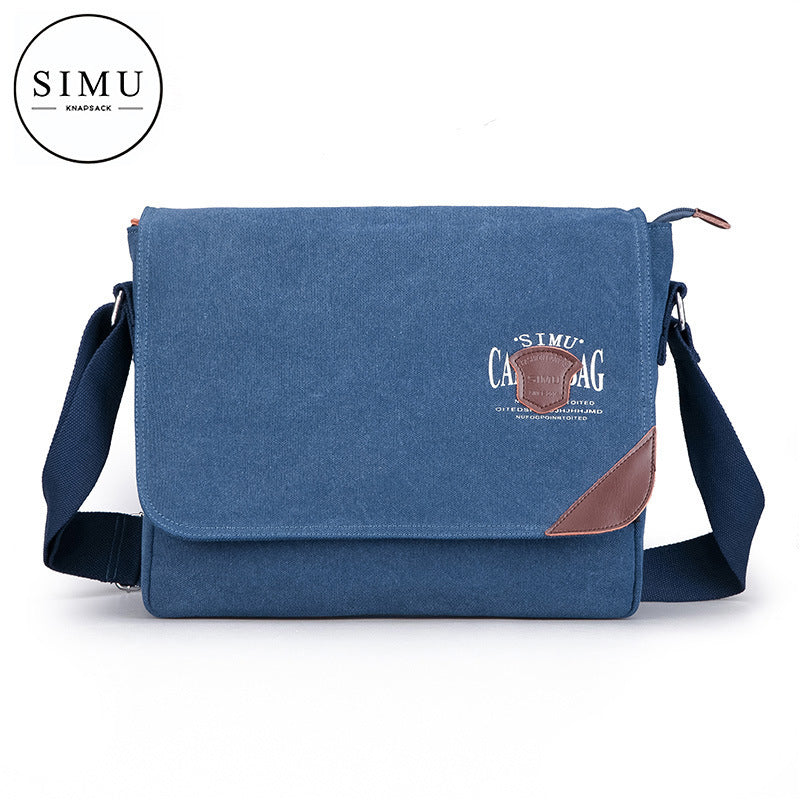 Men's Cool Simple Green Canvas Horizontal Men's Messenger Bags