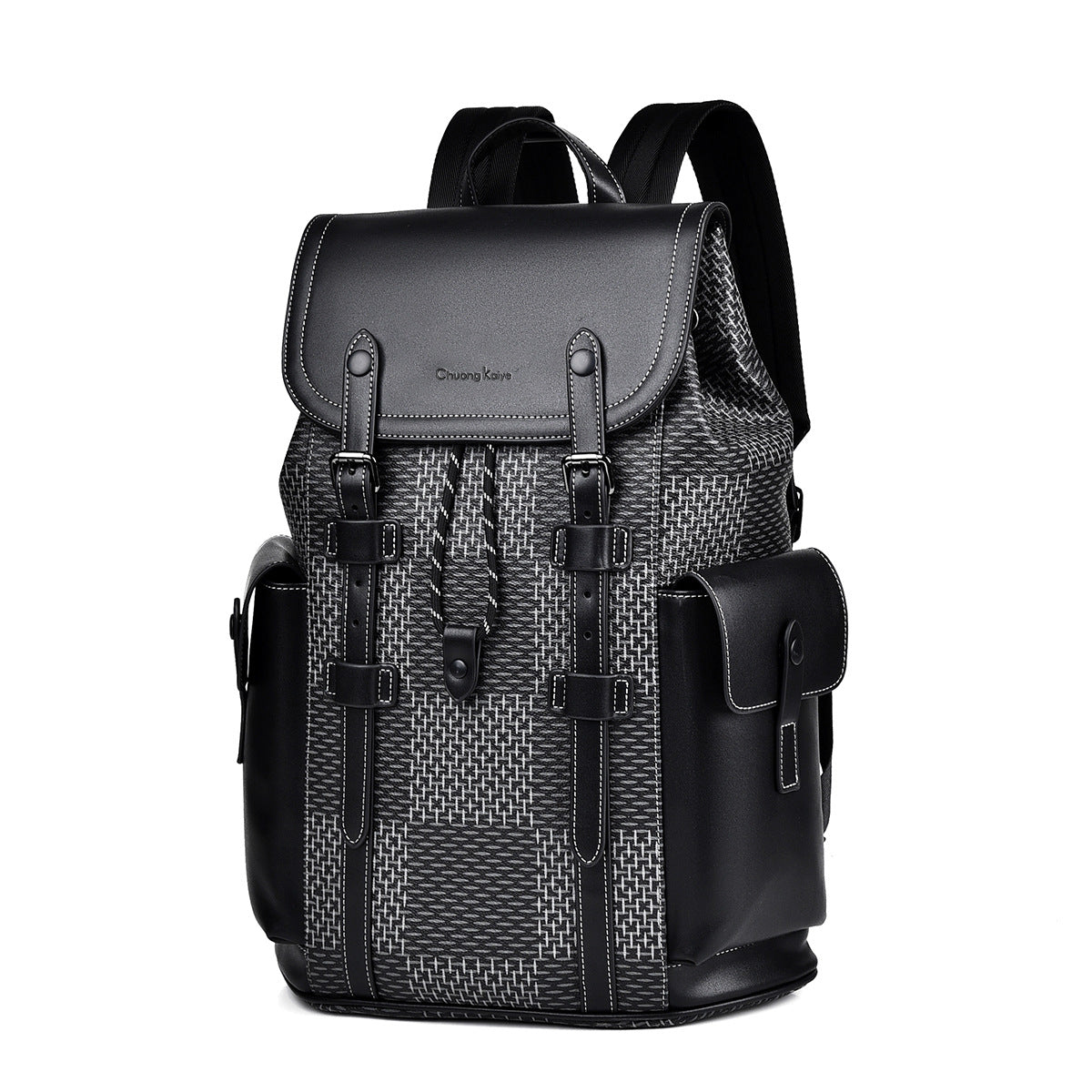 Men's Large Plaid Fashion Trendy Capacity Green Backpacks