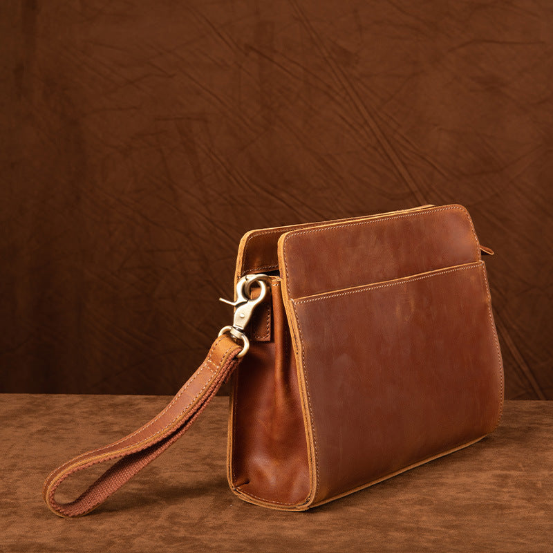 Men's Leather Clutch Crazy Horse Retro Long Handbags
